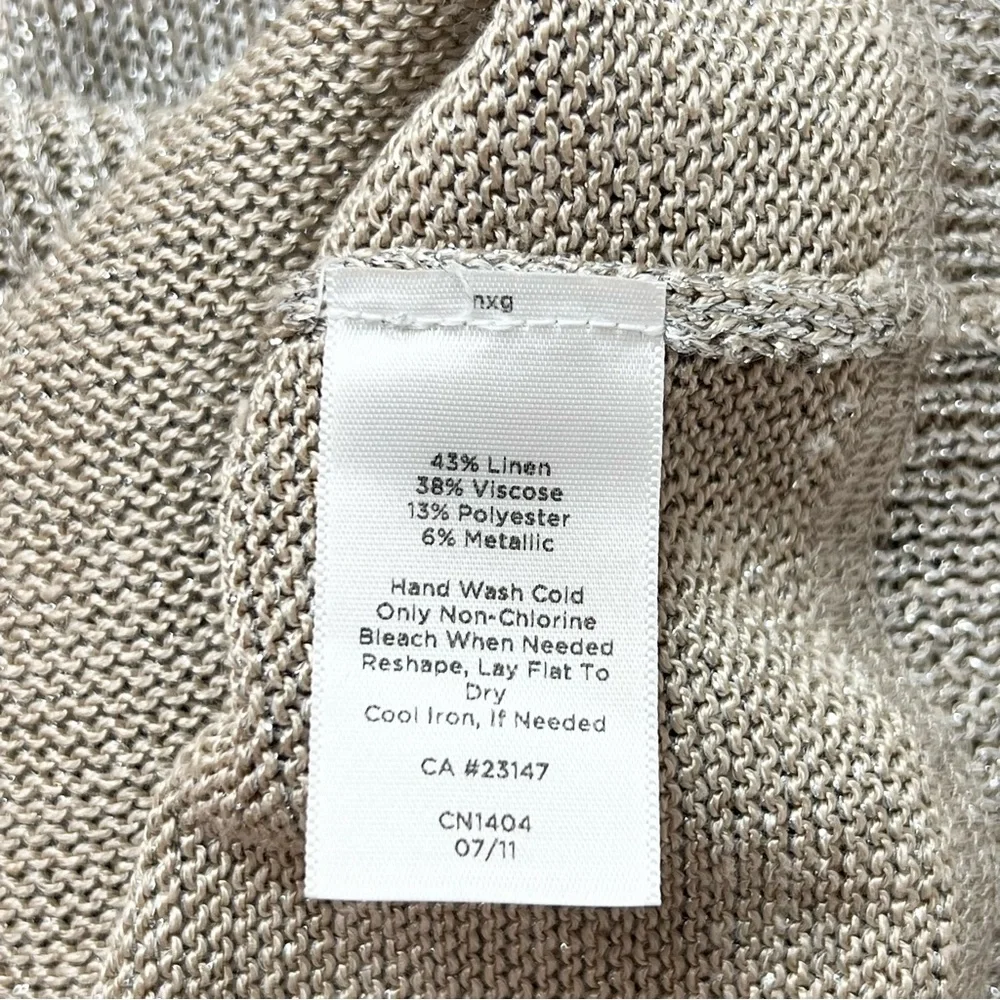 Talbots Metallic Silver Gold Shimmer Linen Blend Sweater XS